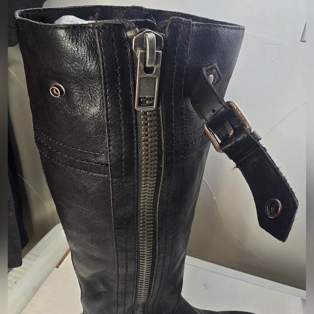 Franco Sarto Black Leather Boots 8 - Picture 5 of 11